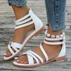 Fashion Summer Plus Size Gladiator Sandals Women Corss Band Back Zipper Flat Heels Sandals Woman Outdoor Non Slip Casual Sandles Female