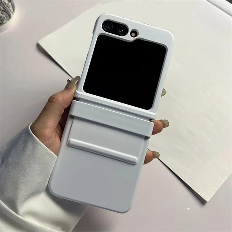Luxury Silicone Elastic Strap Hinge Shockproof Phone Case for Samsung Z Flip 6 5 4 3 ZFlip 6 ZFlip 5 Folding Hard PC Solid Cover