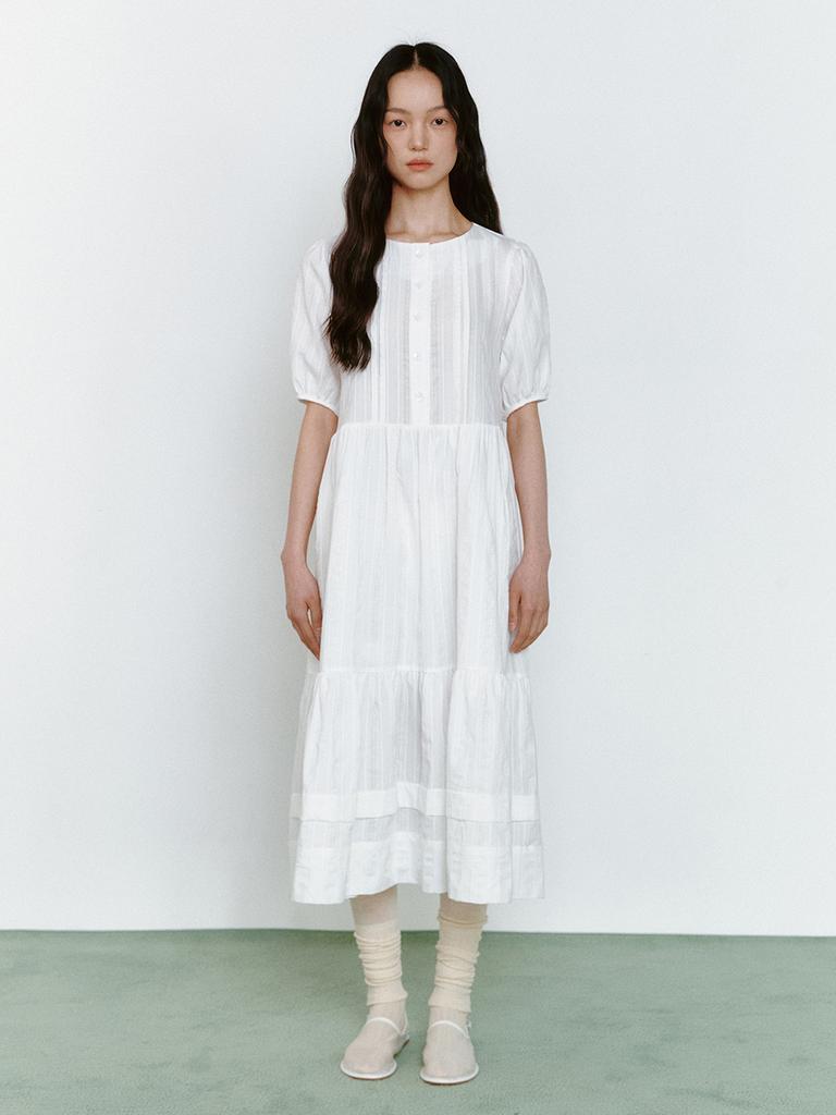 Ganiesong Forest Fairy Button Dress_Cotton White