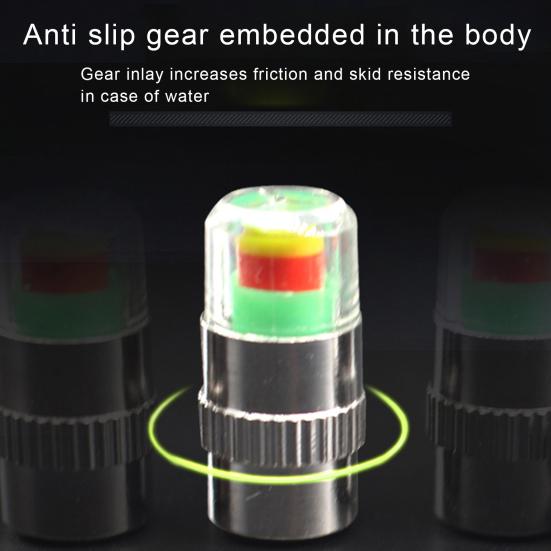 4Pcs Tire Pressure Monitor Valves 3 Colors Indicator Leak-Proof Convenient Universal Tire Pressure Safety Sensor Indicator for Cars