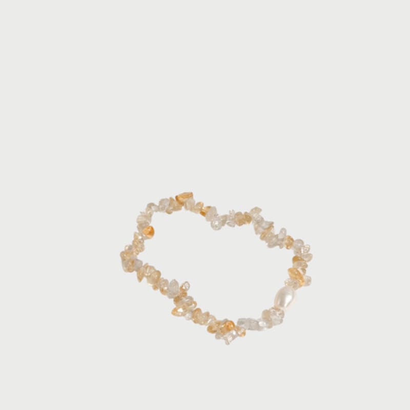 Objekt213 Perlen- und gelber Opal-Zickzack-Armband