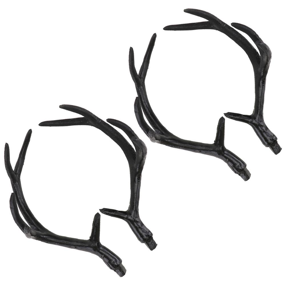 2 Pairs Artificial Antlers Christmas Deer Horn Reindeer Puppy Toys Hairpins DIY Accessories Plastic Headband Accessory