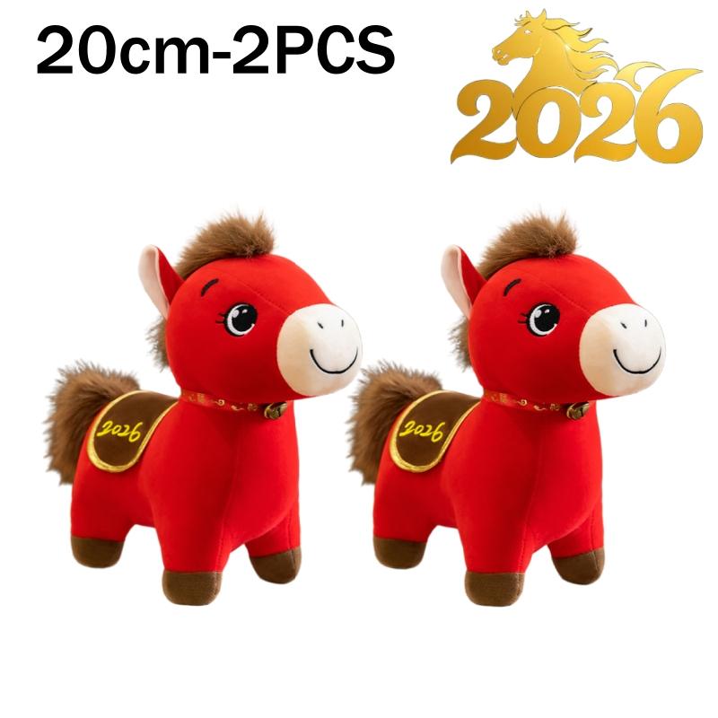 2026 Year Of The Horse Plush Toy Lucky Horse Mascot Doll Soft Stuffed Animal For Chinese New Year Gift Idea Home Decoration