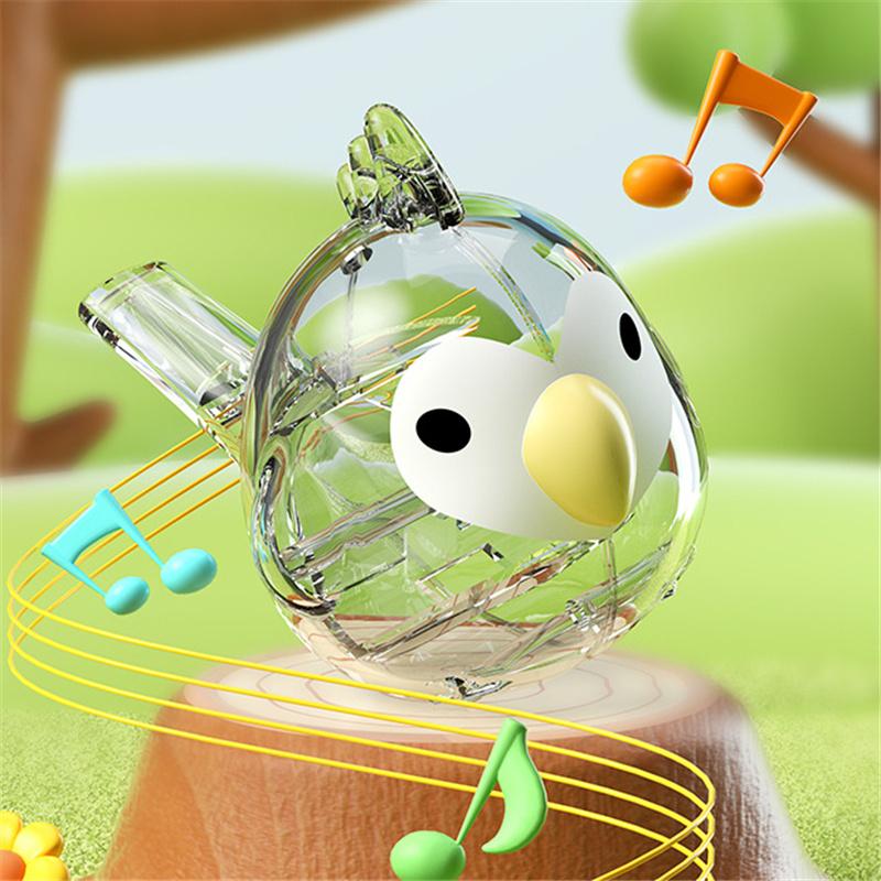 Kids Water Whistle Bird Shaped with Lanyard Small Musical Instrument Toy Bird Calling Device Educational Children Gift for Kid