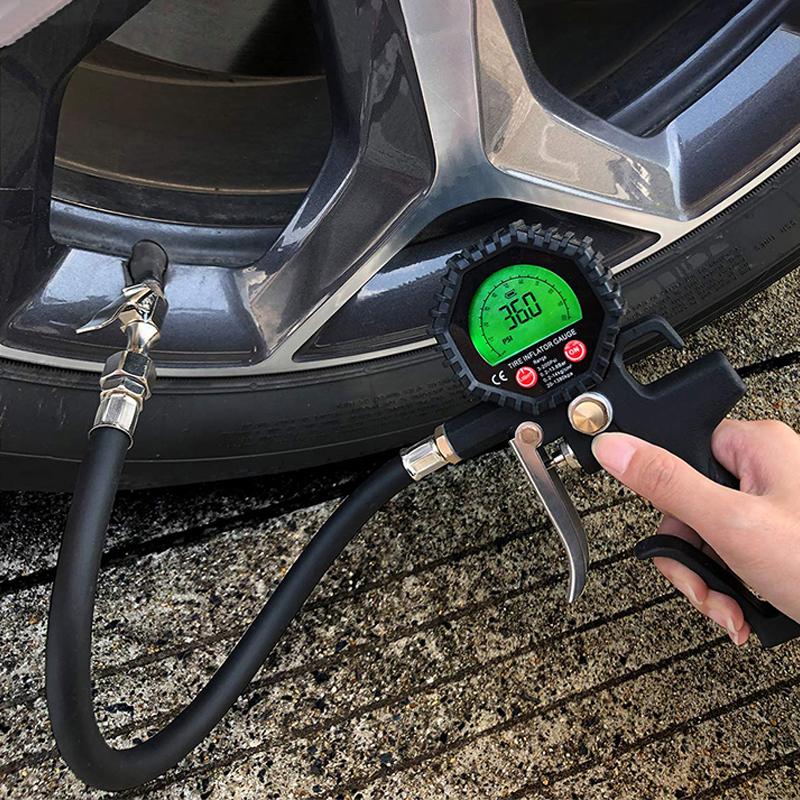 Digital Tire Preassure Gauge Inflator,250 PSI Tire Inflator Air Chuck Compressor Accessories Manometer for Car Bike Rv Truck