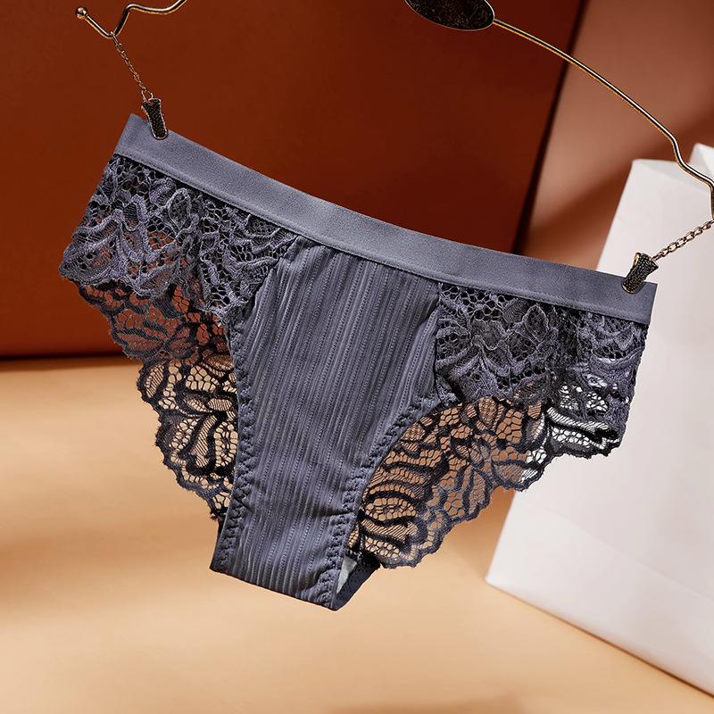 Sexy Lace Underwear Women Low Waist Girl Briefs Three-dimensional Stripes Panties