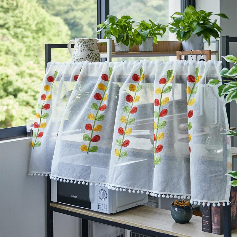 Embroidered Floral Short Curtains Curtains for Living Room Bedroom Door Window Blinds