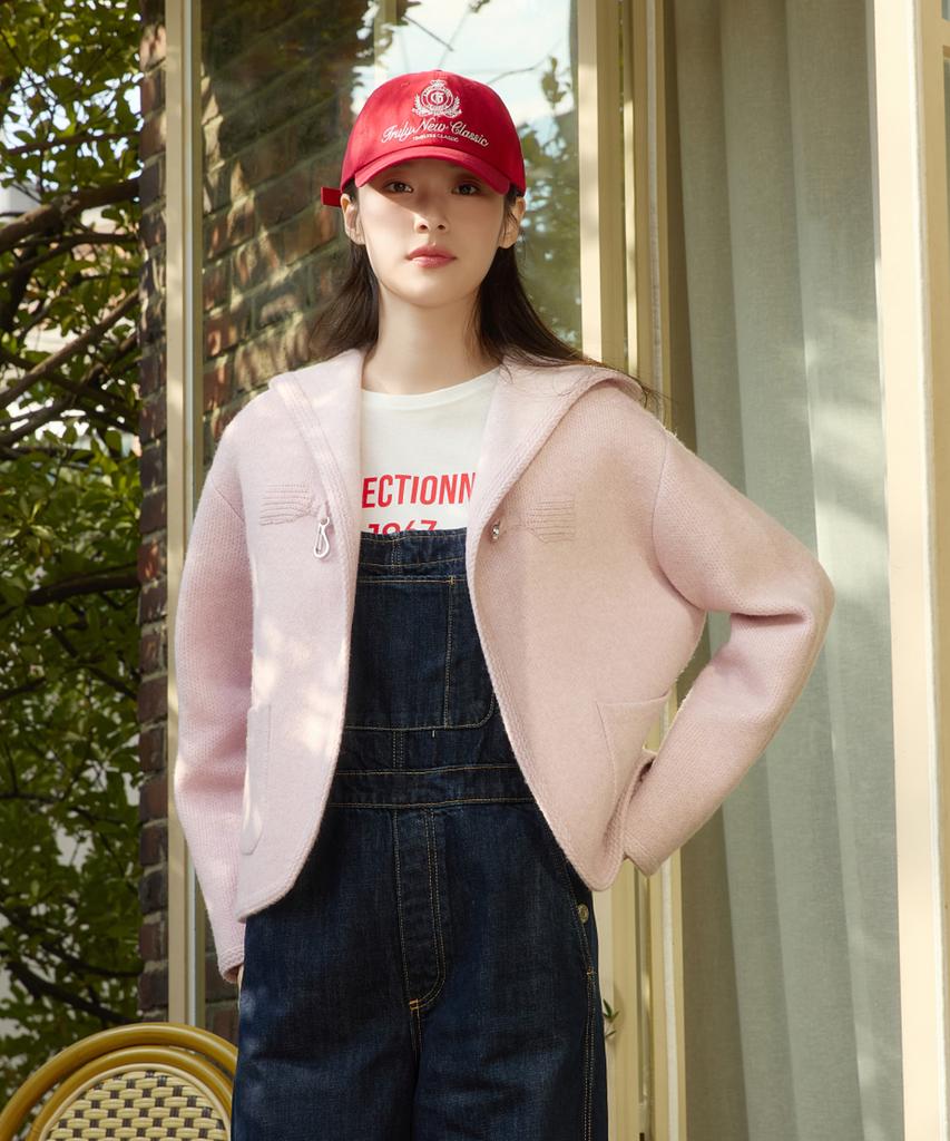 ENNITTUDE Wool Blend Hooded Knit Jacket [Pink] 1 Type