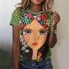 T-shirt 3D Imprimé Drôle Abstrait Pour Femmes T-shirts Colorés Motif Visage Été Décontracté Manches Courtes Col Rond Hauts T-shirts Amples