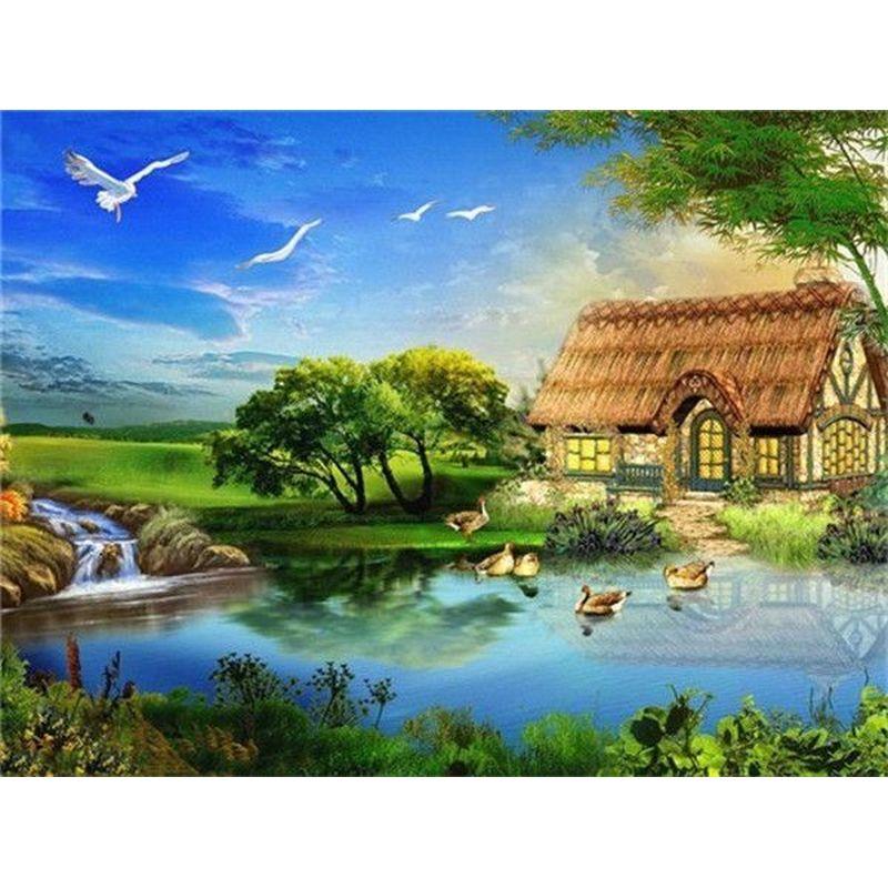 Diamond Painting Tree Full Round Rhinestone Kit Diamond Embroidery Landscape Mosaic Summer Cross Stitch Wall Art