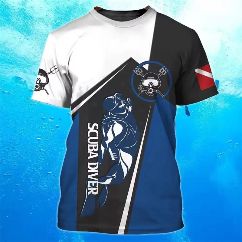 Herren T-Shirt Sommerkleidung Tauchen Bedruckt 3D T-Shirts Kurzarm Oberteile Lässig Übergroße Bekleidung Reisekleidung 2024 Oberteile