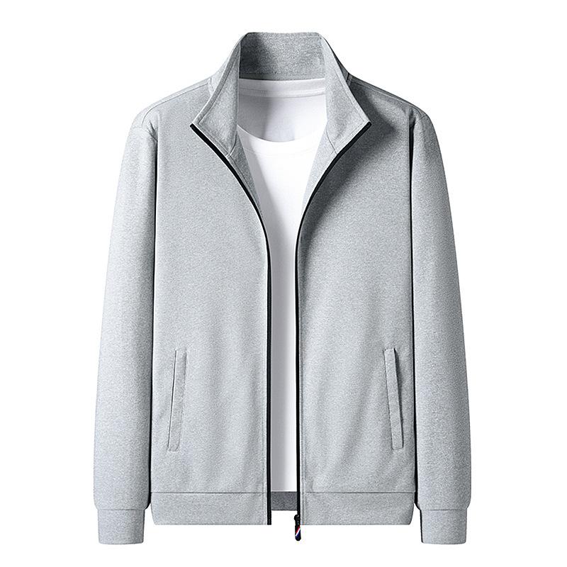Cardigan pour homme à col montant, haut uni, mode décontractée, veste sport décontractée pour homme