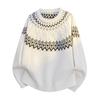 Long Sleeves Sweaters Unisex Sweater Section of The Autumn Winter Retro Floral Pattern Loose Round Neck Design Sense of The Bottoming Knitwear Tops