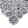 25 buc. Trandafiri artificiali Trandafiri cu sclipici Flori cu sclipici Trandafiri cu tulpini pentru bricolaj, nunta, buchet de mireasa, decorare pentru petreceri, decorare copac