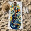1pc Floral Acoustic Guitar Design 2D Printed Microfiber Beach Towel, Quick Dry Super Absorbent. Great for Beach, Pool