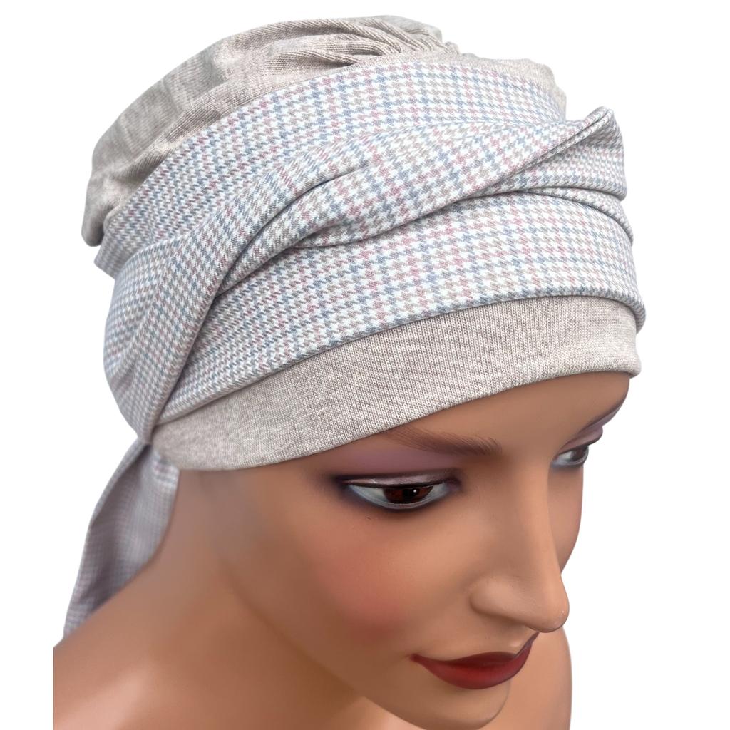 Women's Turban Lena Light Beige Knitted 532 Autumn Also After Chemotherapy