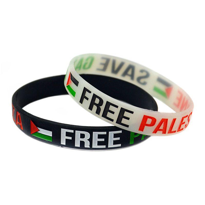 Unique Free Palestine Silicone Wrist Band Bracelet In Eye-catching Black And White