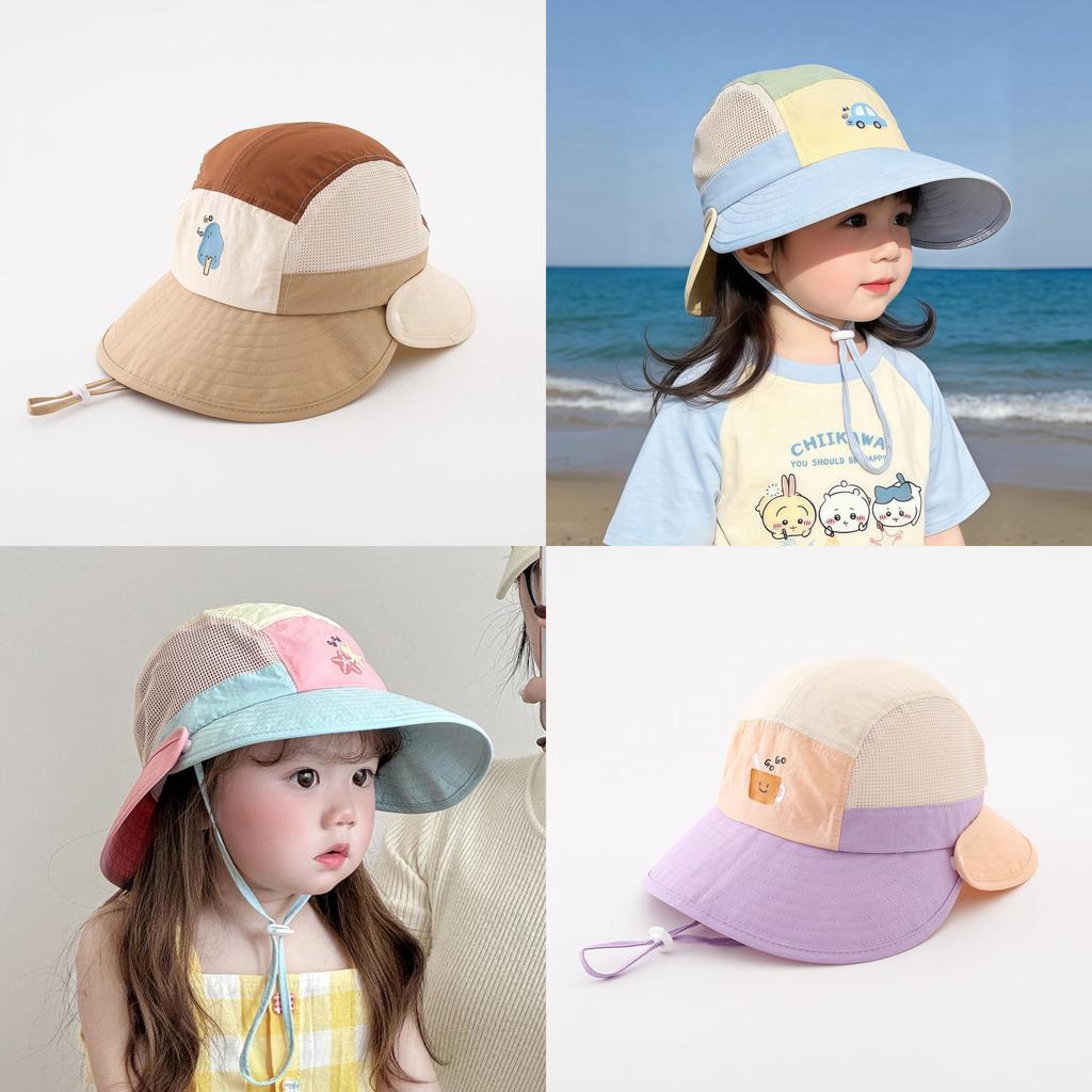 Toddler Uv Protection Cap With Wide Brim And Cotton Material For Sun Safety