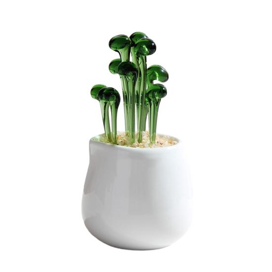 Ornamento de Plantas em Vasos de Vidro Feito à Mão Cacto Soprado à Mão Broto de Feijão Arte Floral