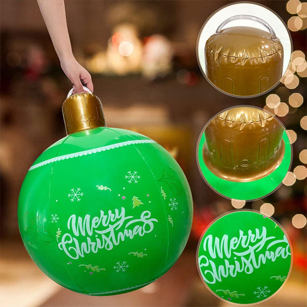 60cm Giant Luminous Inflatable Christmas Ball With No Lights Pvc Outdoor Xmas Decoration Ball Holiday Yard Lawn Porch Decor 2025