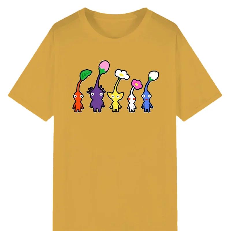 Kawaii Pikmin T-Shirt Herren Lustiges T-Shirt Harajuku Niedlich Cartoon Grafik T-Shirts Sommer Atmungsaktiv Bequemes T-Shirt Hombre Übergroß