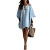 Sommerlich lässiges Modekleid für Damen aus Baumwoll-Leinen-Mischung, schulterfrei, mit Fledermausärmeln, lockerer Passform