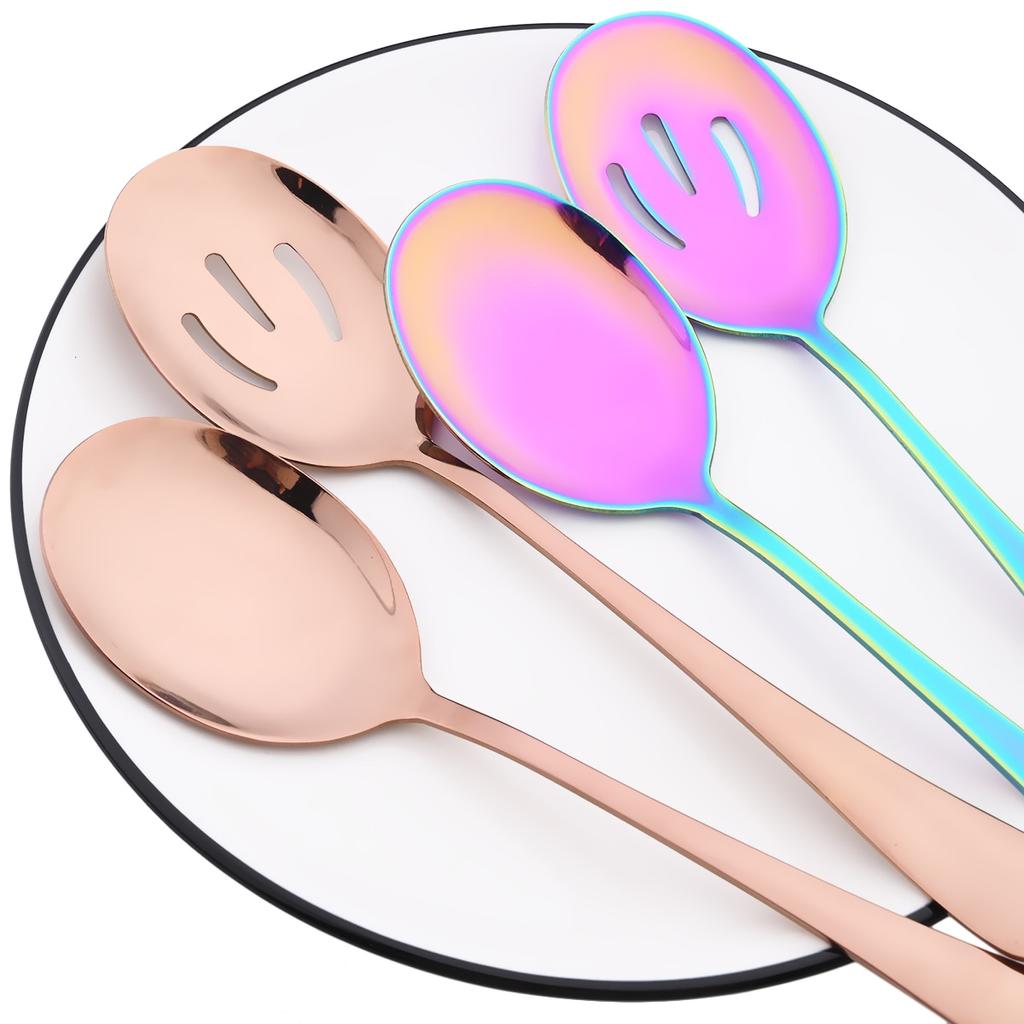 Gold Set Dinnerware 7pcs Stainless Steel Tableware Cake Spatula Service Soup Spoon Colander Spoon Salad Fork Spoon Cutlery Set