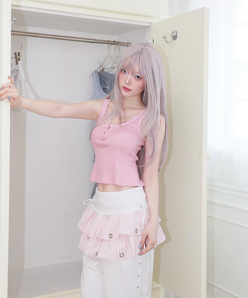 Chelikwili Soft Punk Eyelet Skirt - Pink