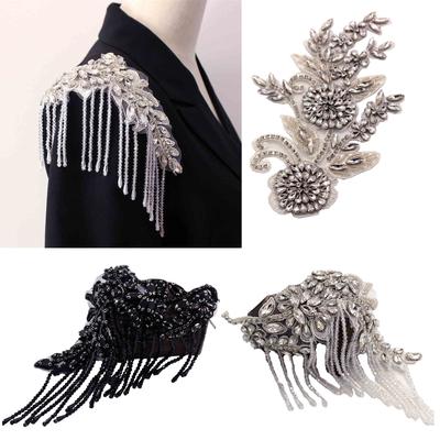 British Style Handmade Shoulder Jewelry Tassel Rhinestones Epaulettes Clothing Accessories Epaulet Shoulder Brooches