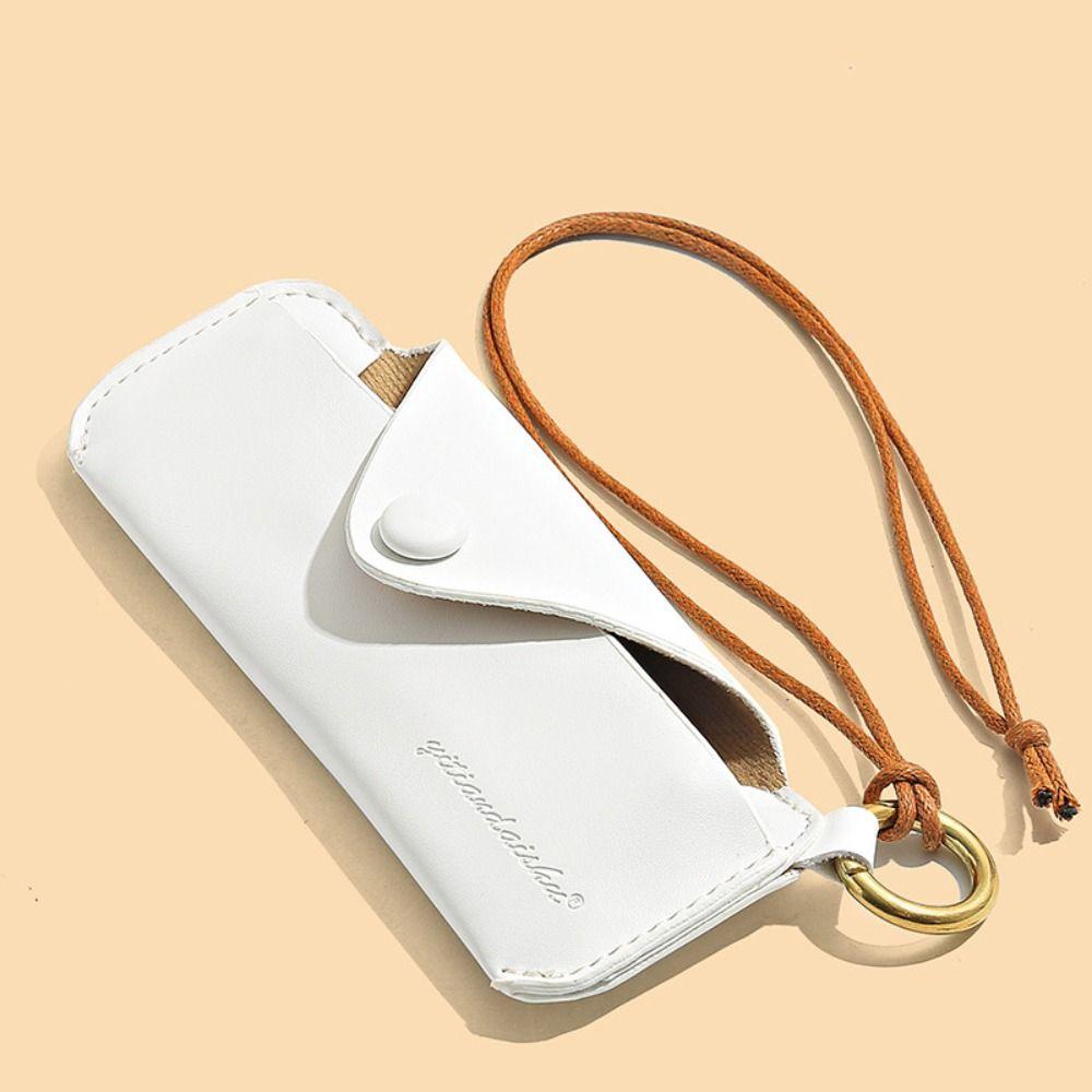 Snap-fastener Sunglasses Bag PU Leather Eyewear Protector Solid Color Eyeglass Pouch  Boys Girls