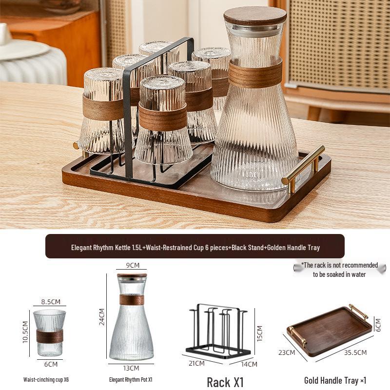 "Gnas Chinese-Style Heat-Resistant Glass Water Cup Set with Kettle - Ideal Gift for Guests"