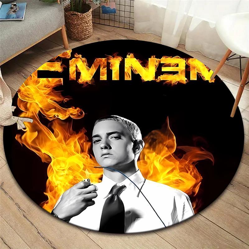 Eminem Runder Teppich, Teppich für Wohnzimmer Schlafzimmer Sofa Spielzimmer Dekor, Rutschfeste Bodenmatte
