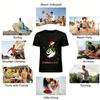 Christmas Themed Three-eyed Raven Print Top Festive Santa Hat String Lights Casual Tee Pure Cotton T-shirt