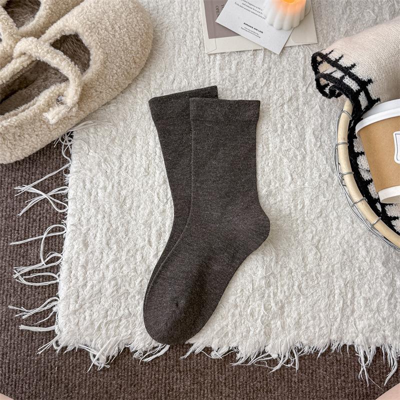 Winter and Autumn Wool Sock Without Bones - Trendy Children's Pure Color Multi-purpose Mid-calf Pile-up Socks for Postpartum Recovery