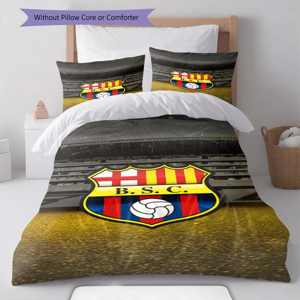 Barcelona SC Pattern Bedding Set Quilt Cover Pillowcase Home Decor Gift (1 * Duvet Cover + 2 * Pillowcase, Without Core)