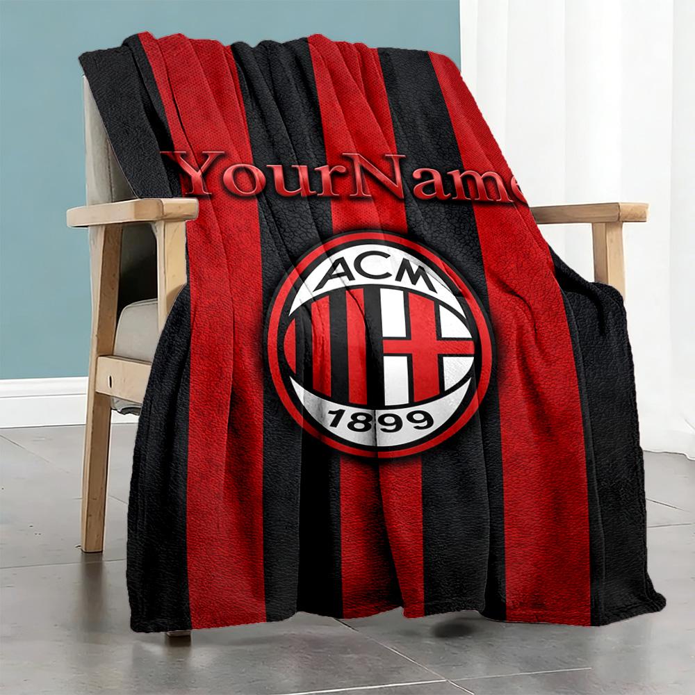 Ac Milan Customize Your Name Blanket Throw Customizable Blanket Comfortable Perfect for Picnics Bedding Living Room Livingroom Ideal for All Seasons