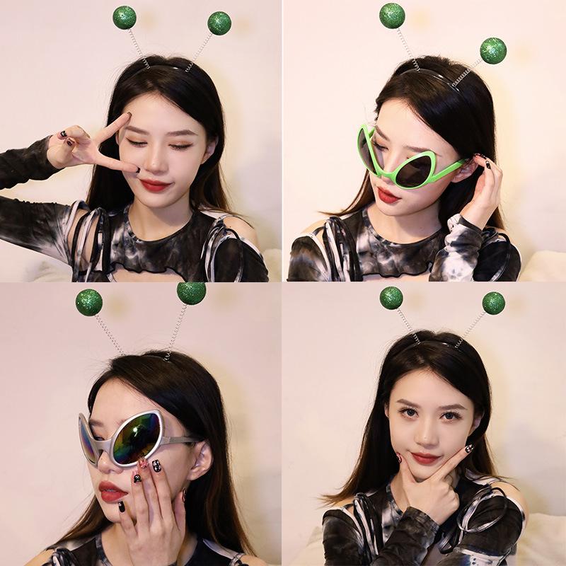 1Pc Fashion Holiday Dance Sun Glasses Men Women's Multicolor Frame Exaggerated Funny Sunglasses Alien Cool Disco Glasses Goggles