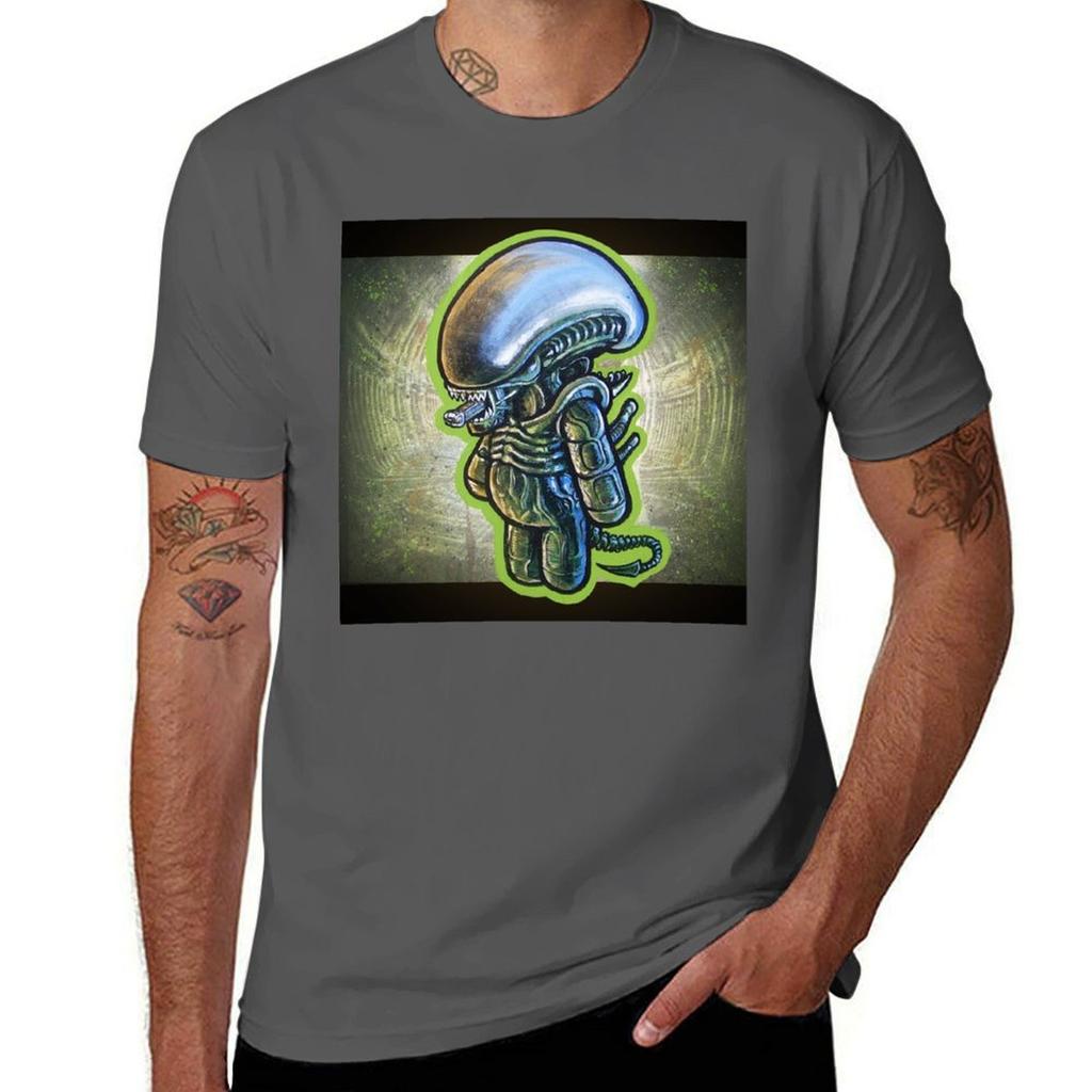 ALIEN XENOMORPH POOTERBELLY TShirt Basic Simple Casual Short Sleeve Tee