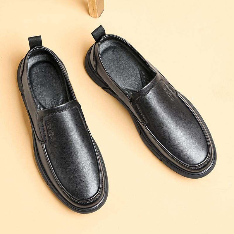 Fashion Spring Summer Man Black Shoes Genuine Leather Casual Shoes Men Non-slip Mans Footwear High Quality Male Flats New Arrival