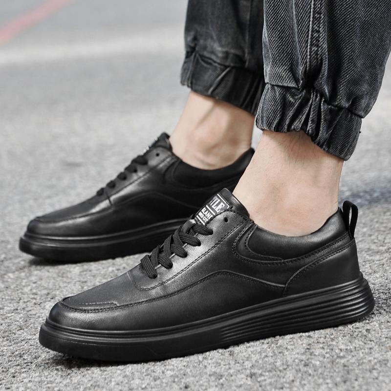 Fashion Genuine Leather Skate Shoes Men Lace-Up Mens Fashion Sneakers High Quality Male Comfortable Outdoor Shoe Simple Men Casual Flats