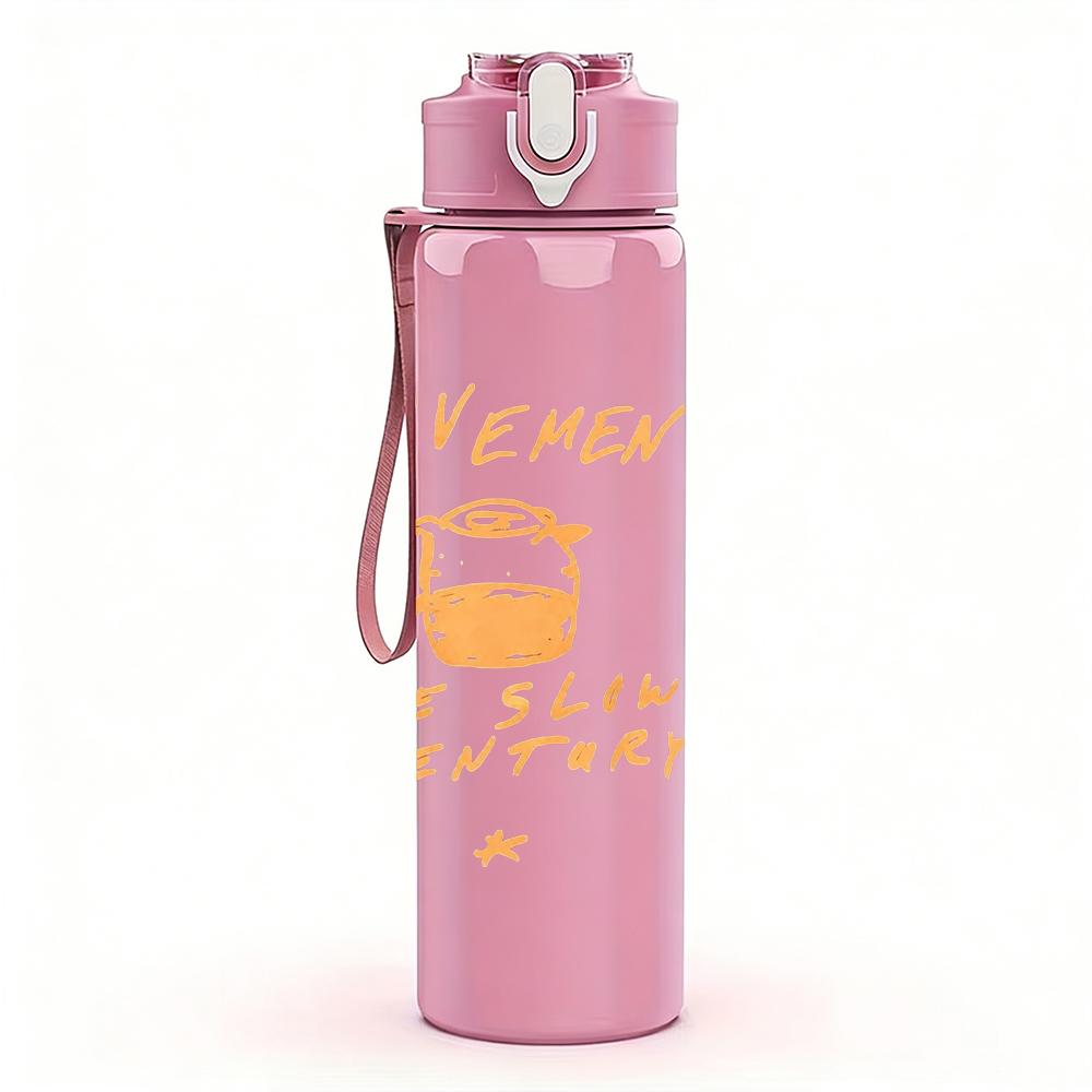 1PC All Them Witches Dark Band Text Print 750ml Colorful Plastic Sports Water Bottle Leakproof Pop Up Lid with Straw for Outdoor Work Home Use