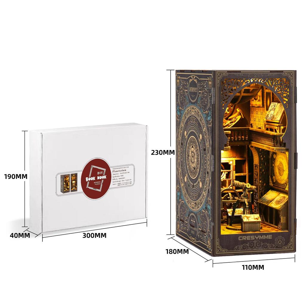 CRESYMME Miniatűr Ház Babaház Könyvmoly Készlet Fa DIY 3D Hobbi Kézzel készített (Csillagászati Múzeum)