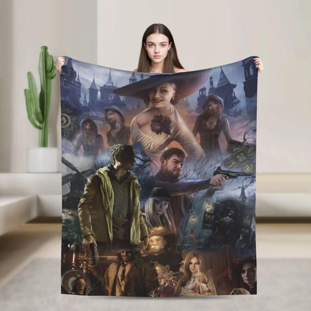 Resident Evil Village Super Soft Fleece Throw Blanket for Kids and Adults Winter Bedspread for Bedroom Living Room Sofa