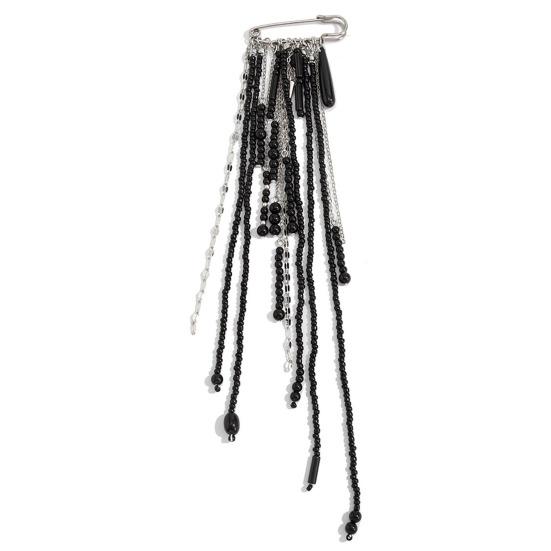 Beaded Tassel Pin Brooch Boho Chain Tassel Brooch Retro Dangle Brooch for Women Men Suit Sweater Clothes Accessory