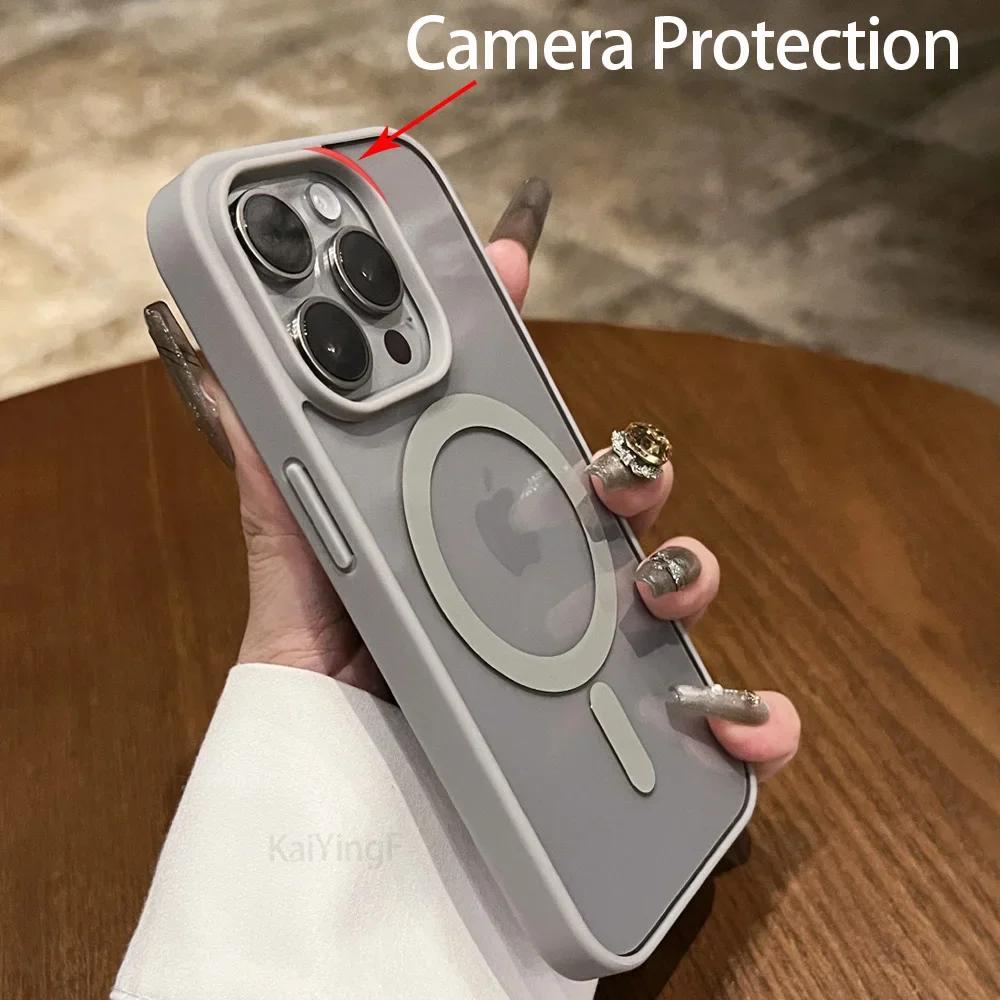 Luxury for Magsafe Transparent Phone Case For iPhone 16 15 14 13 12 11 Pro Max Mini Magnetic Wireless Charge Shockproof Cover