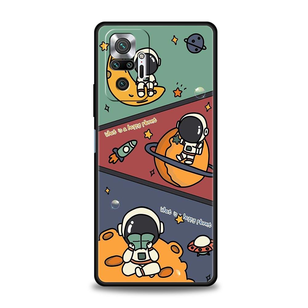 Cartoon Cute Cosmonaut Phone Case Cover for Redmi 14C 10C Note 15 14 13 12 10 11 K40 Pro Plus 5G Shockproof Soft TPU Shell Bags