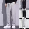 Pantalon de printemps et d'automne pour homme avec poches latérales, cordon de serrage, taille élastique, jambe large, pantalon fin, couleur unie, pantalon de sport ample de style urbain