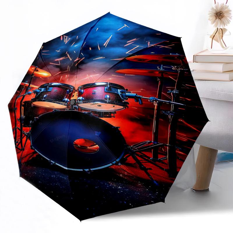 Umbrelă Muzicală Automată Compactă Design cu 8 Nervuri Design Pliabil Utilizare în Orice Sezon Umbrelă Compactă Pliabilă Cadou Spiritual