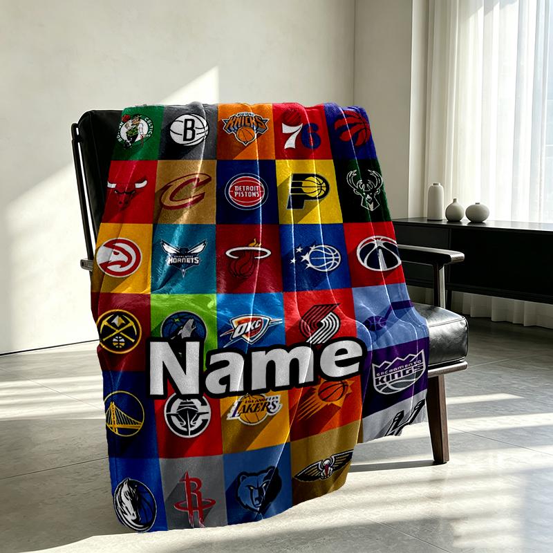 Custom Name Personalized Basketball Print Blanket, Home Decor, Bedroom, Sofa, Camping, Couch, Gifts for Birthday Christmas