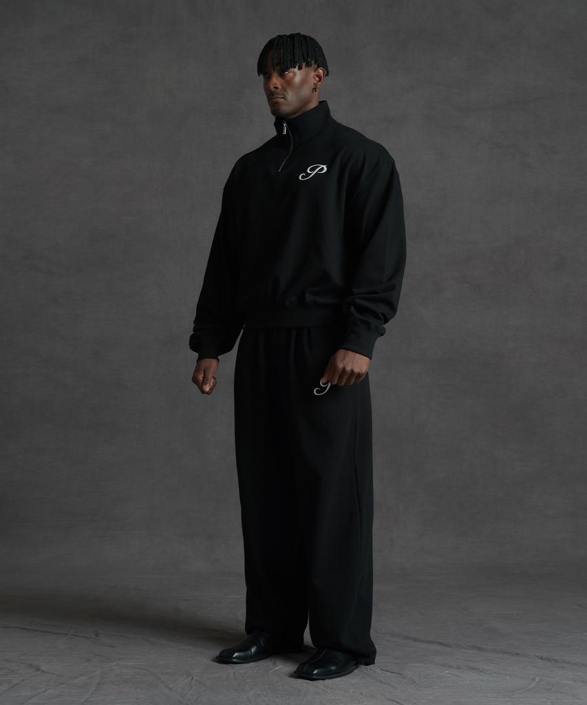 PHERMENON Oversized P Wide Sweatpants - Black